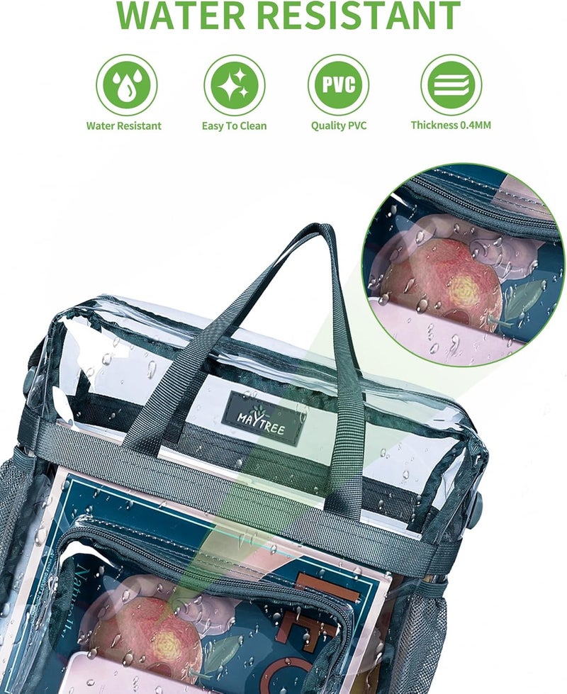 MAYTREE Clear Bag for Stadium Events 12×6×12 Clear Tote Lunch Bag with Reinforced Straps for Work and Sporting Events, Grey - Image 4
